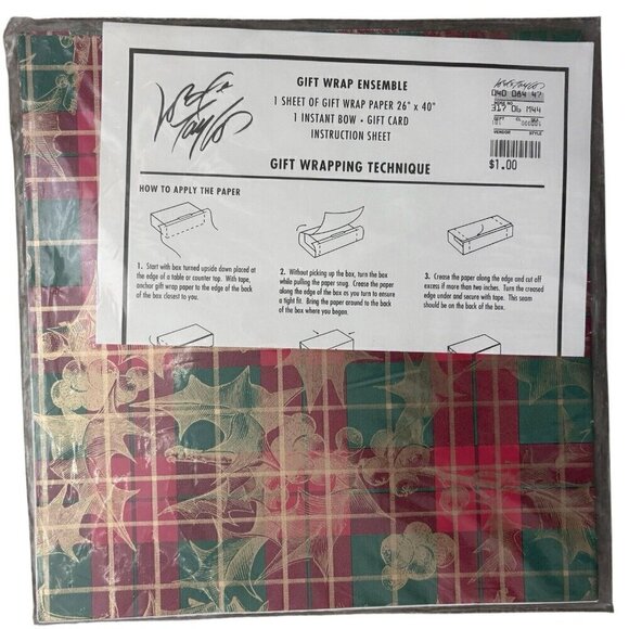 VTG 90s CHRISTMAS Happy Holidays Gift Wrap Ensemble Lord & Taylor NEW - Picture 2 of 5